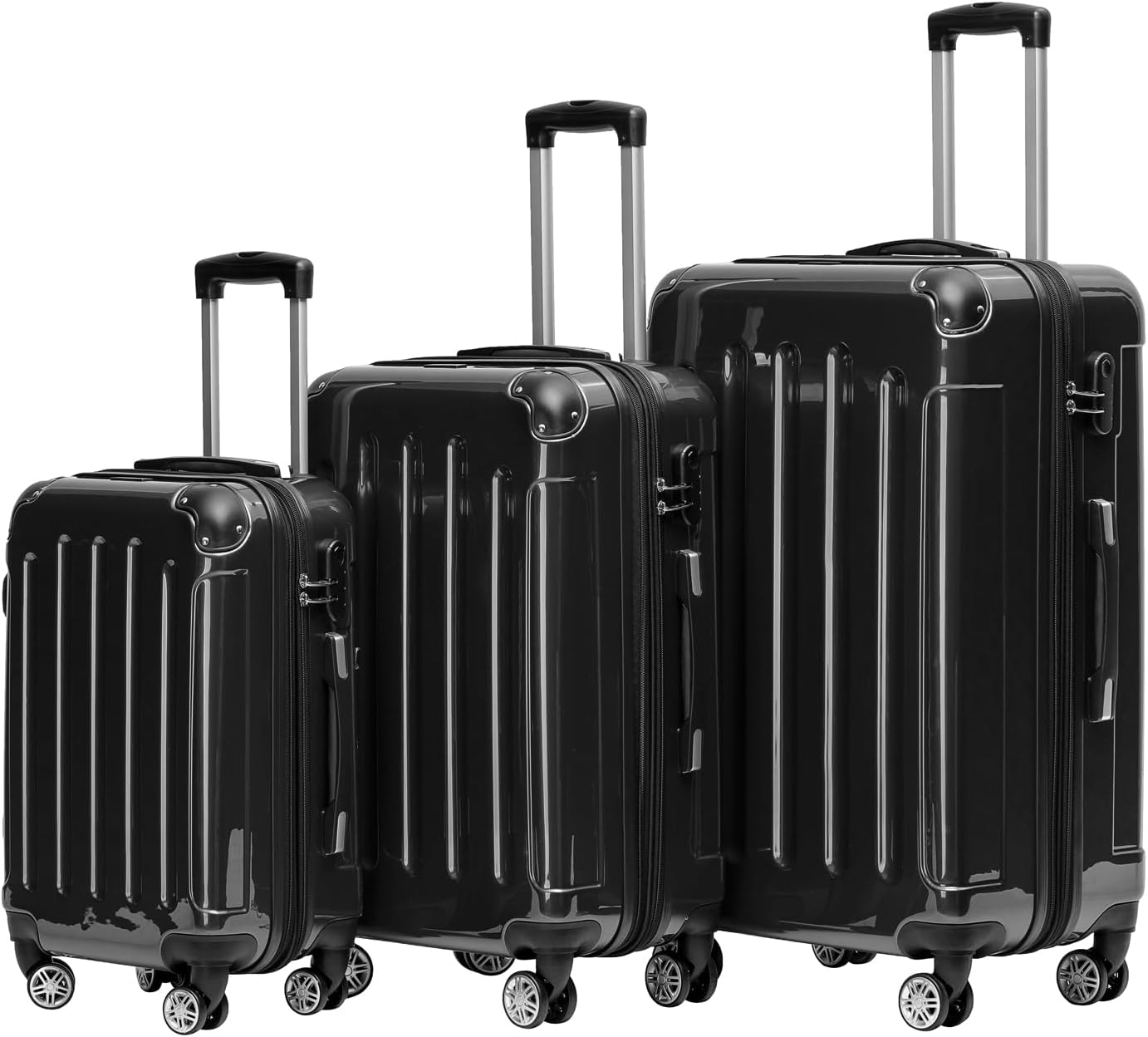 3-tlg. Hartschalenkoffer-Set, Schwarz SET