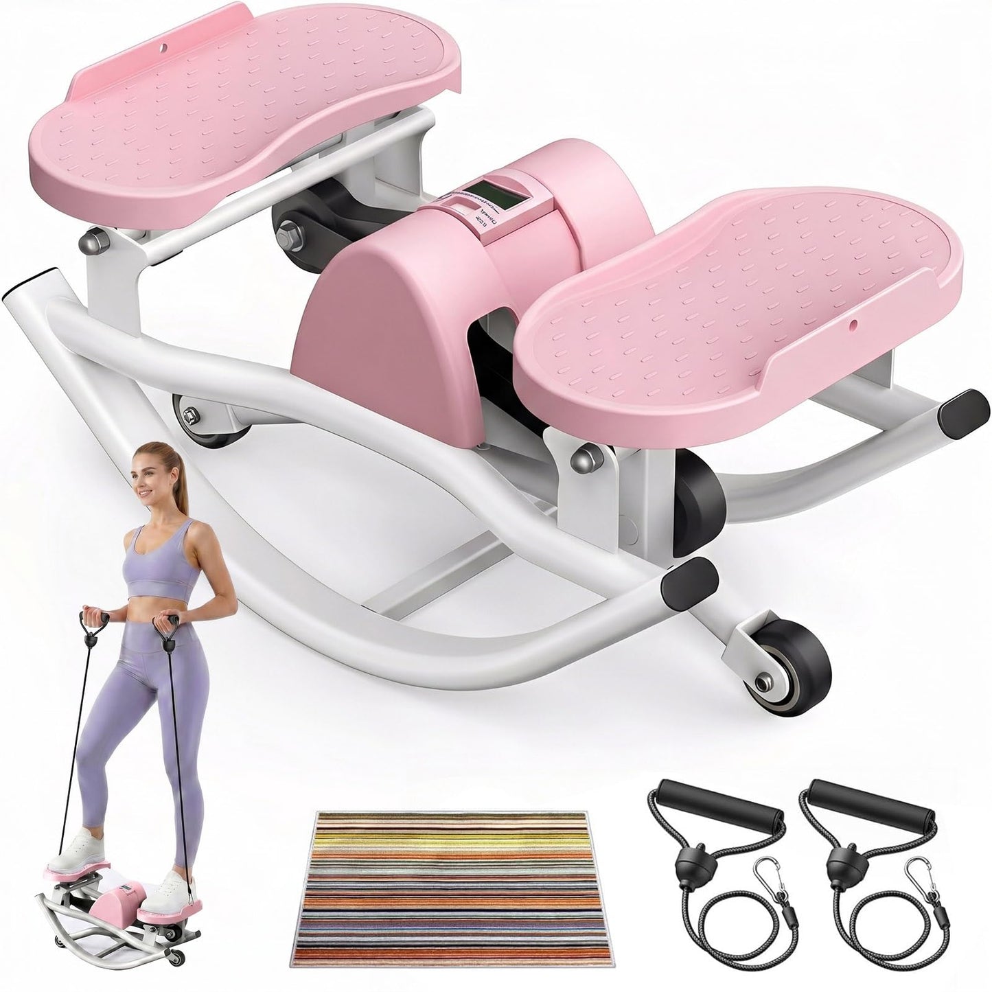 Rock Stepper für Zuhause mit Widerstandsband, Rosa