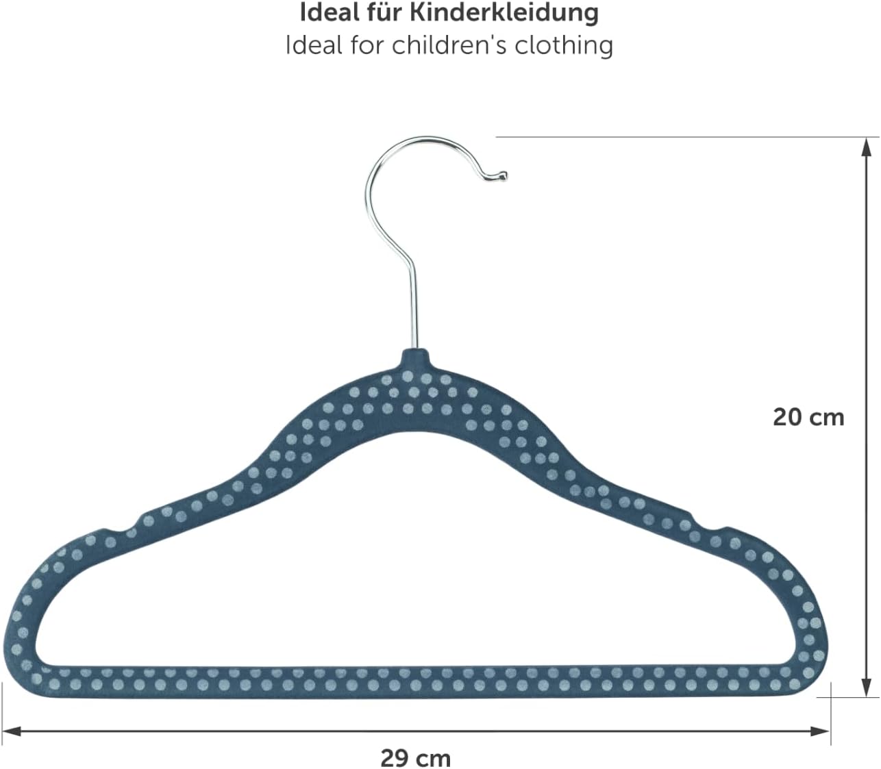 30-teiliges Kinderkleiderbügel Set, 30 Stück Dunkelblau Gepunktet