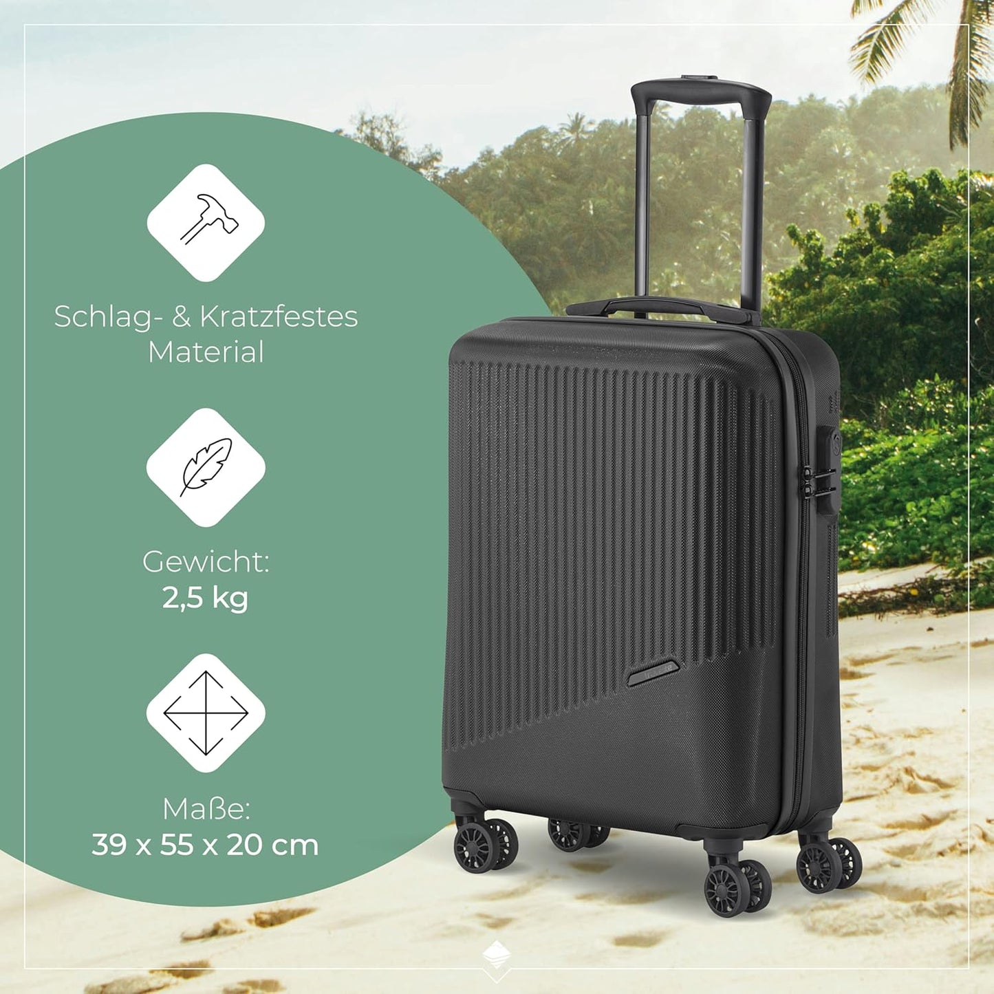 4-Rad Handgepäck Trolley, Trolley Handgepäck (55 cm) Schwarz