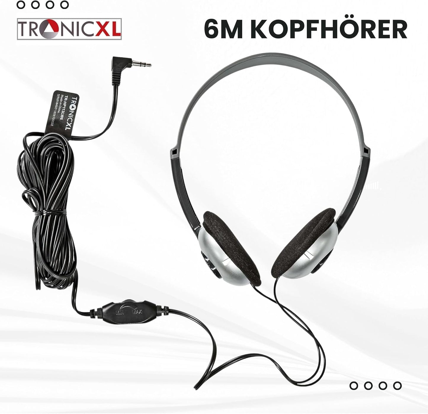 Fernseh-Kopfhörer mit 6m Kabel