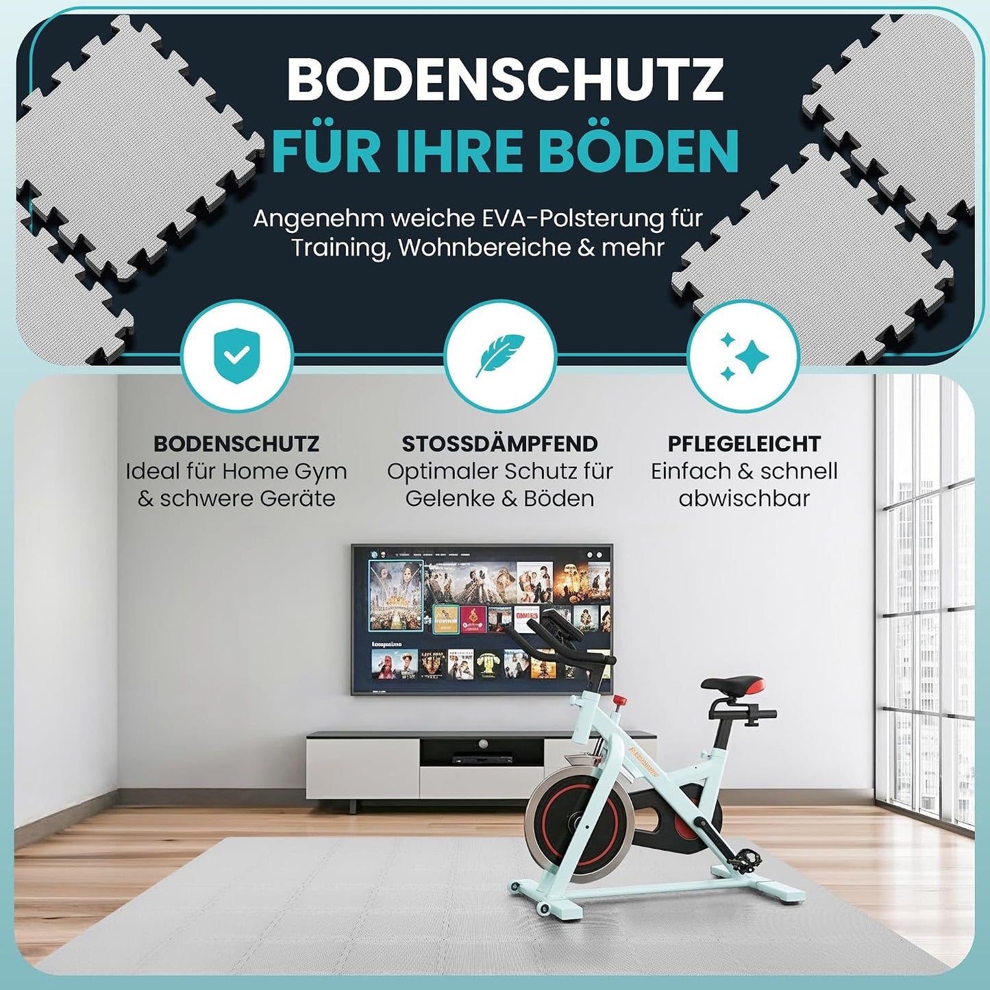21-teiliges Bodenschutzmatten-Set, Grau