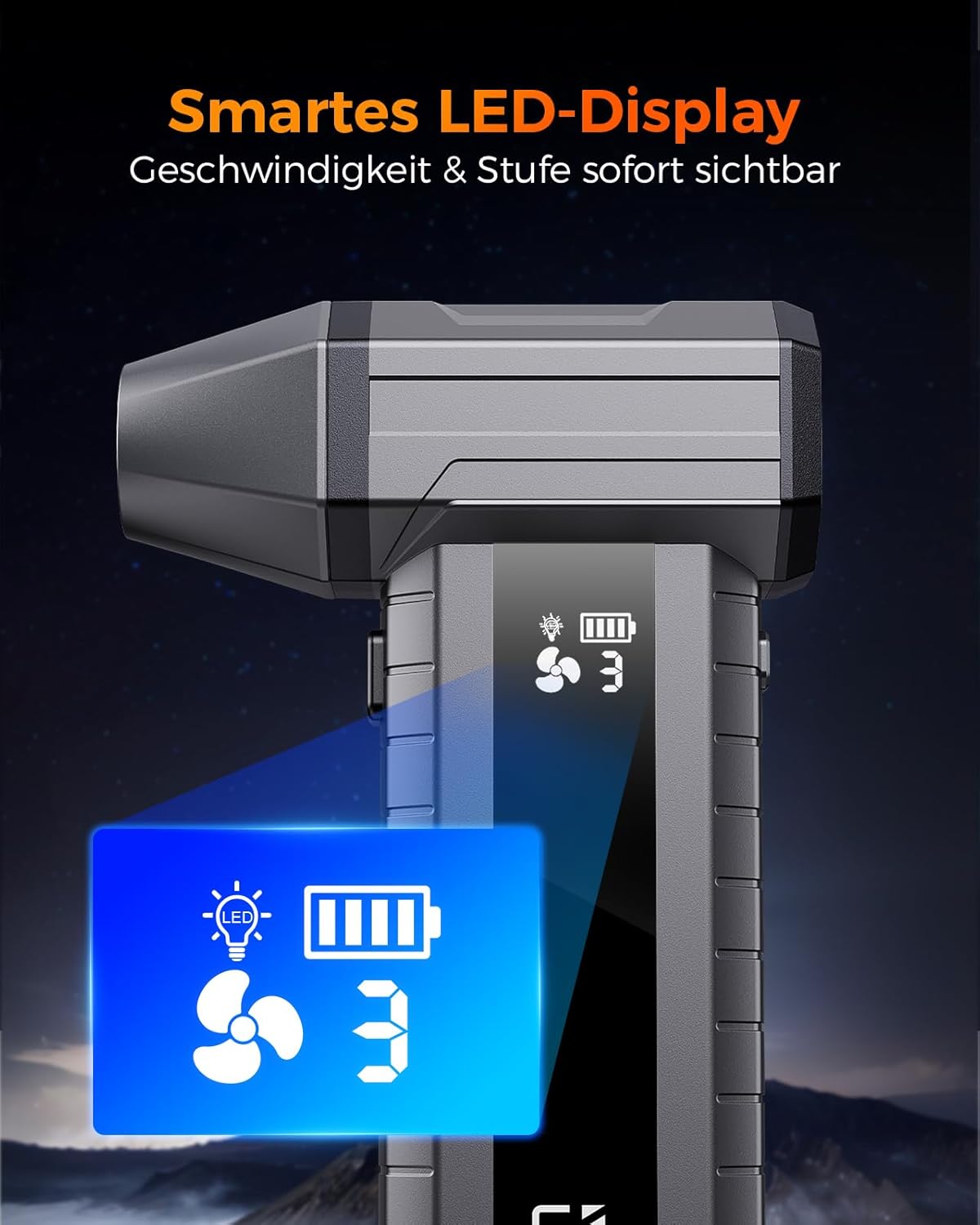 Elektrischer Air Duster mit Turbo-Gebläse, grau
