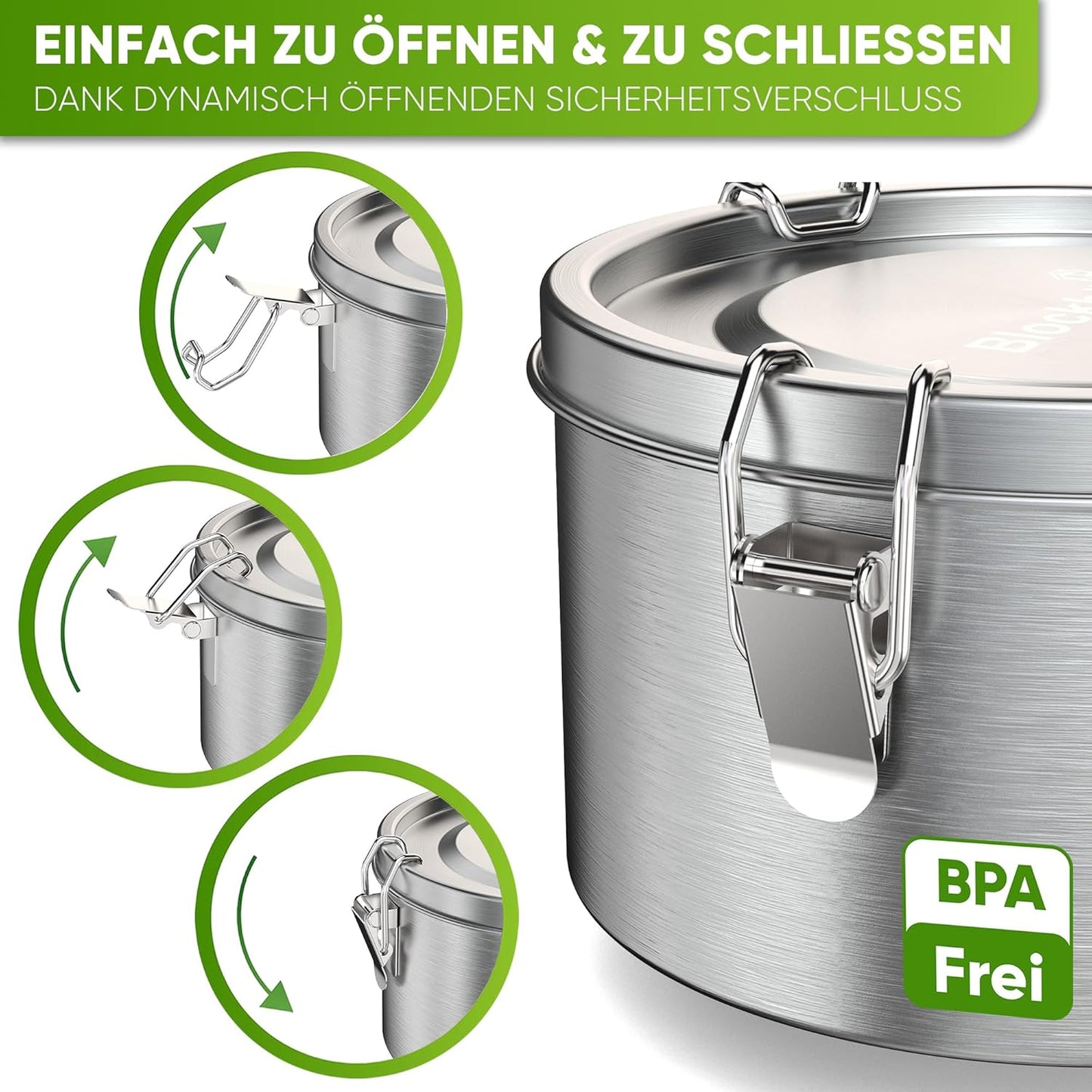 Auslaufsichere Jausenbox mit Göffel, 1800 ml Silber
