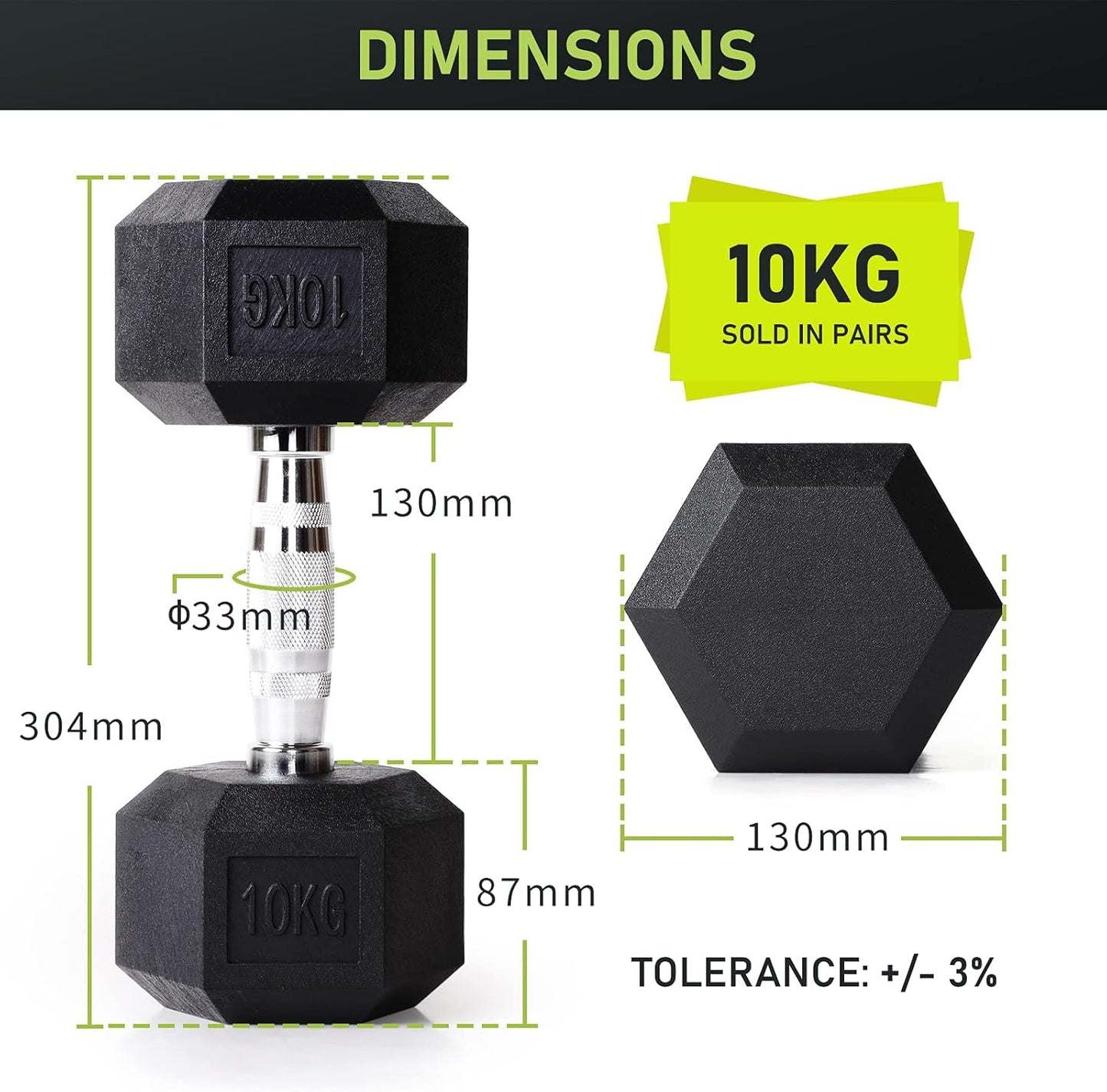Hexagon Kurzhantel Set, 2 x10 kg, Paar