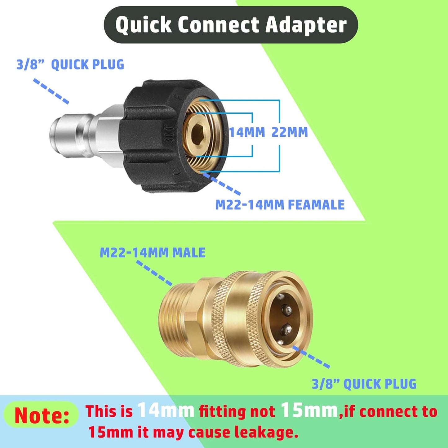 Hochdruckreiniger Adapter-Set, 8 x Messing-Edelstahl