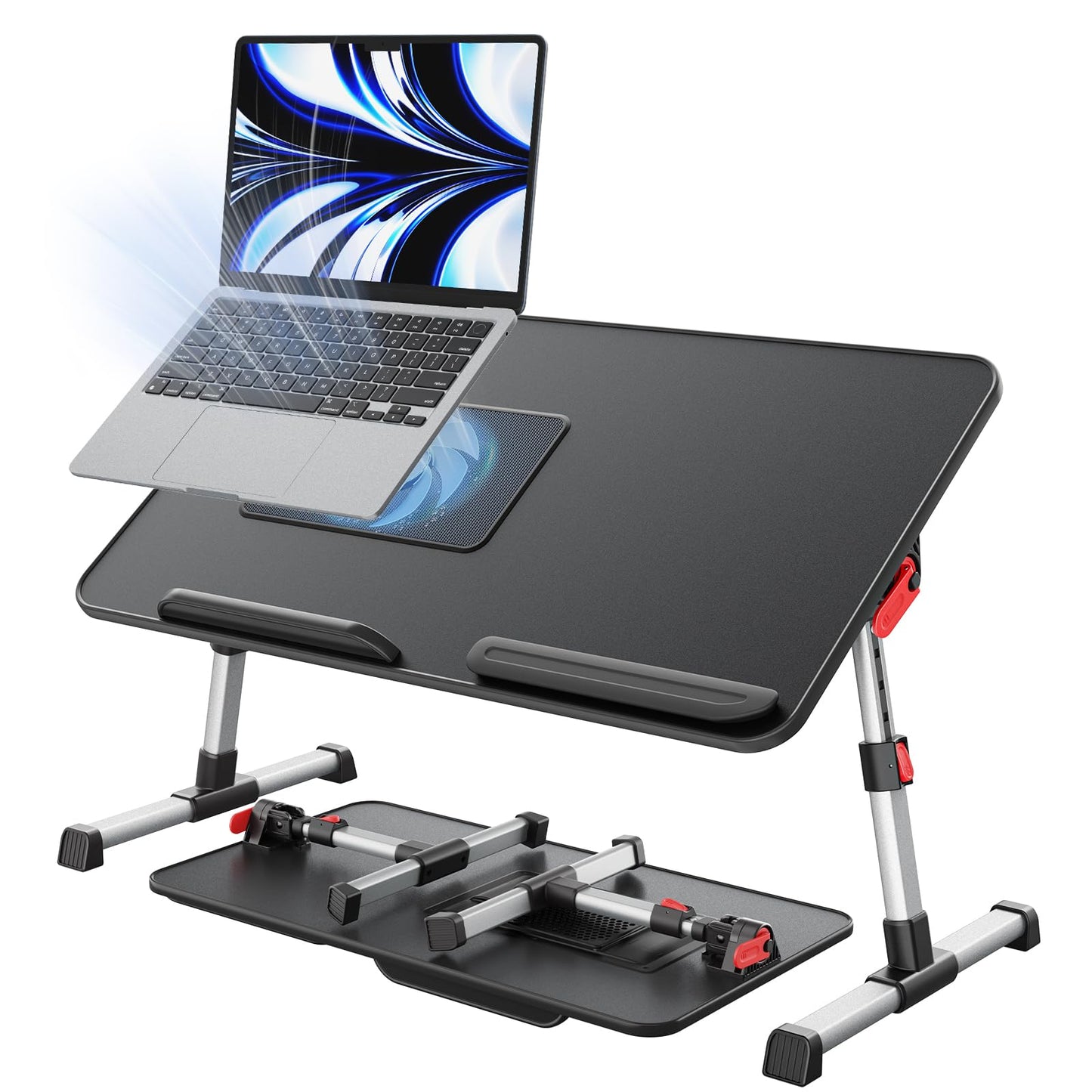 Verstellbarer Lapdesk mit Ventilator und USB-Anschluss, Schwarz 52*30cm