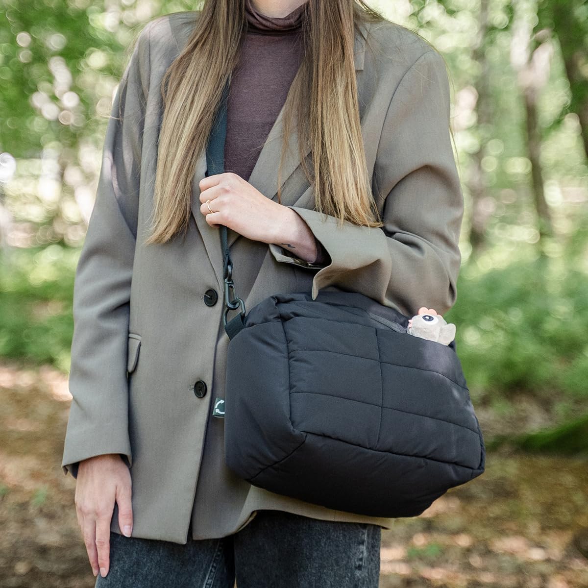 Wickeltasche mit Wickelunterlage & Haken, Schwarz