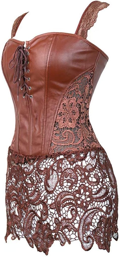 Korsett-Kleid mit Reissverschluss, Brown, S