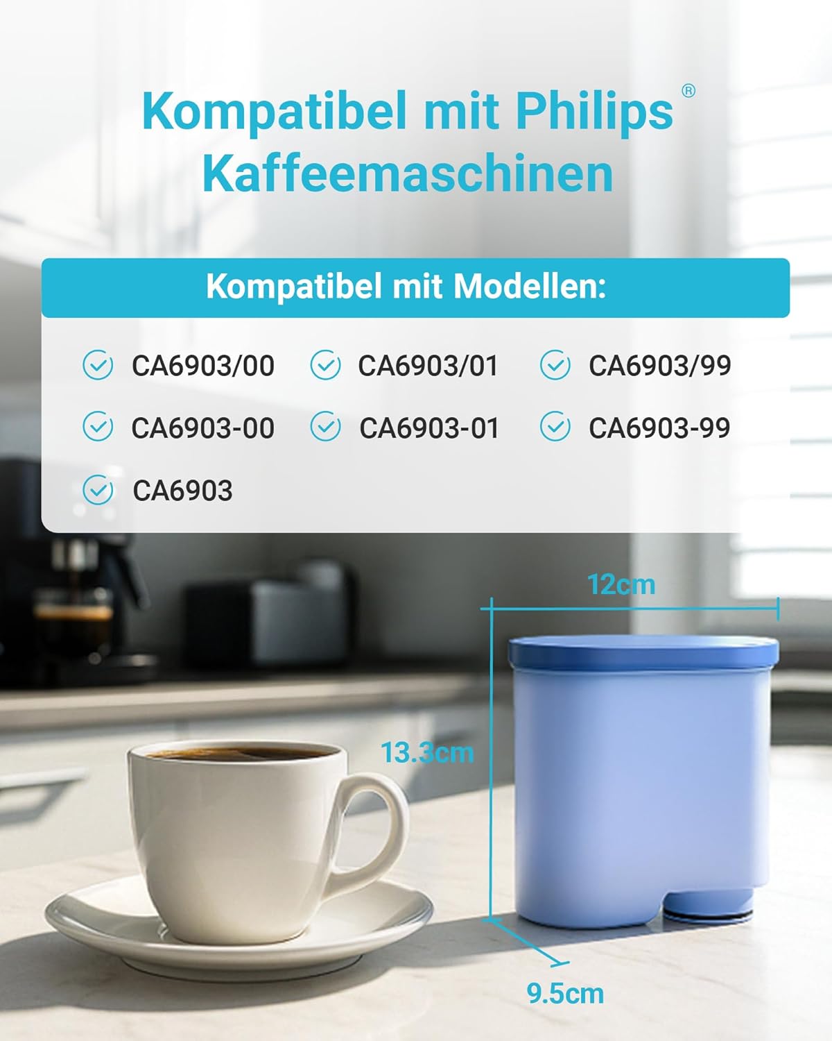 12 x Ersatzwasserfilter für Philips Kaffeemaschinen, 12 Stück (1er Pack)