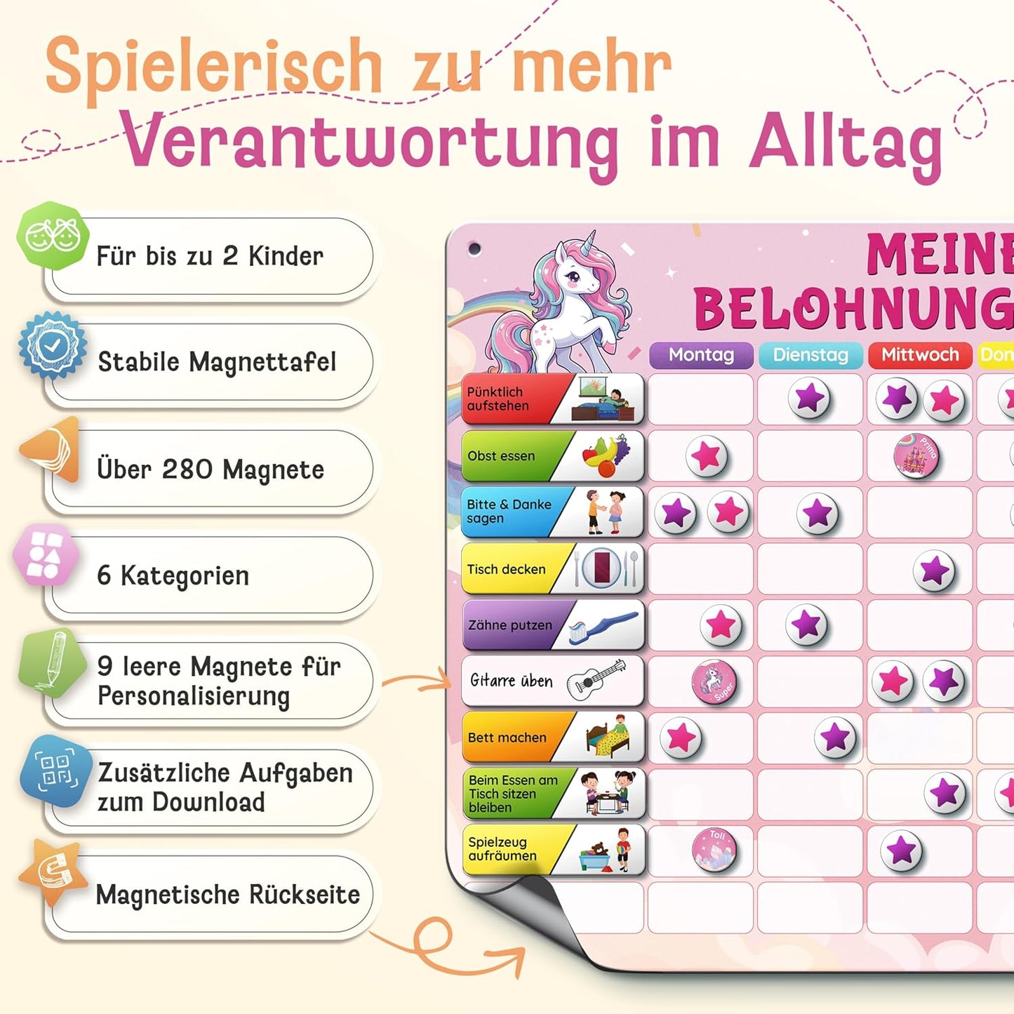 Belohnungstafel für Kinder, Pink / Belohnungstafel