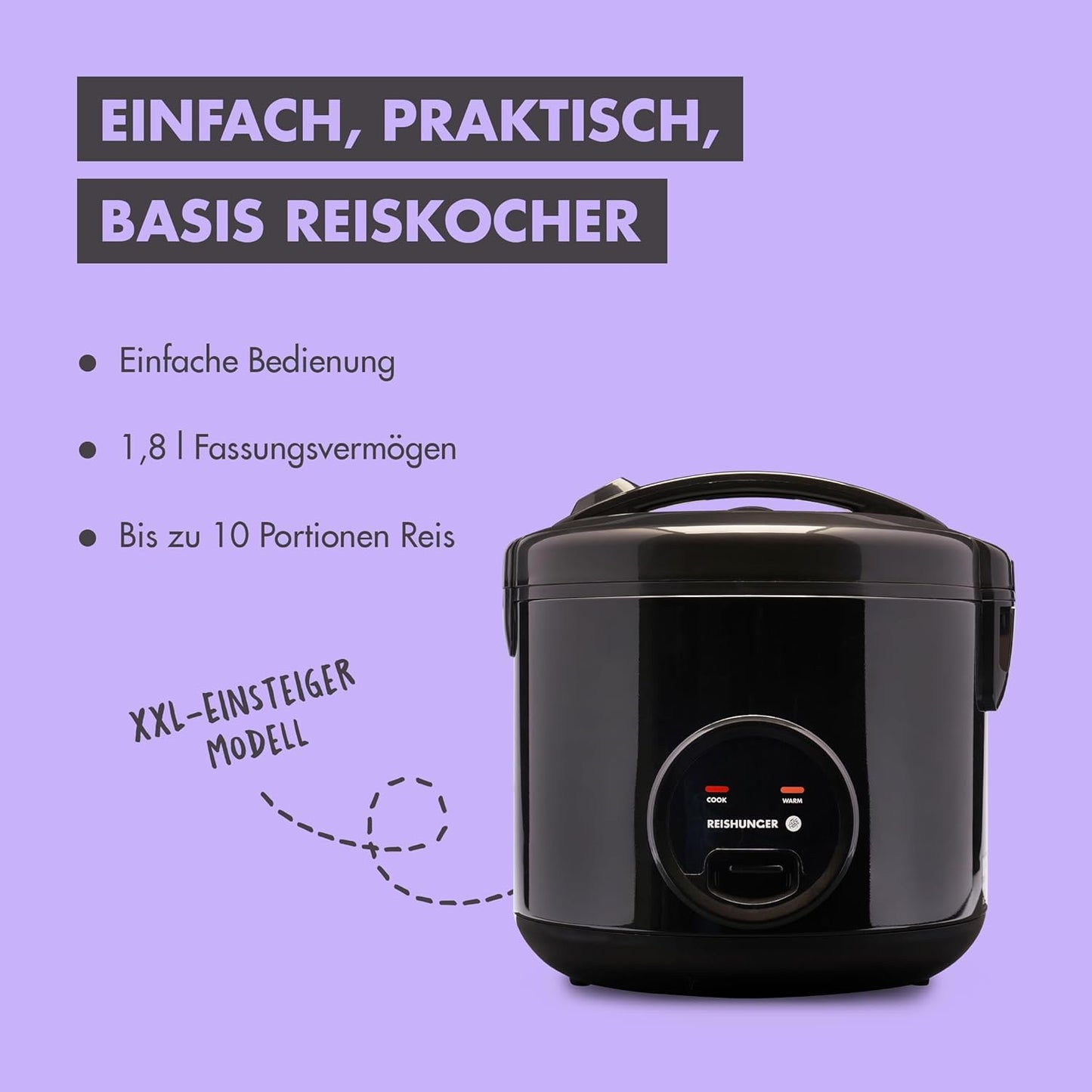 Reiskocher und Dampfgarer, 1,8L