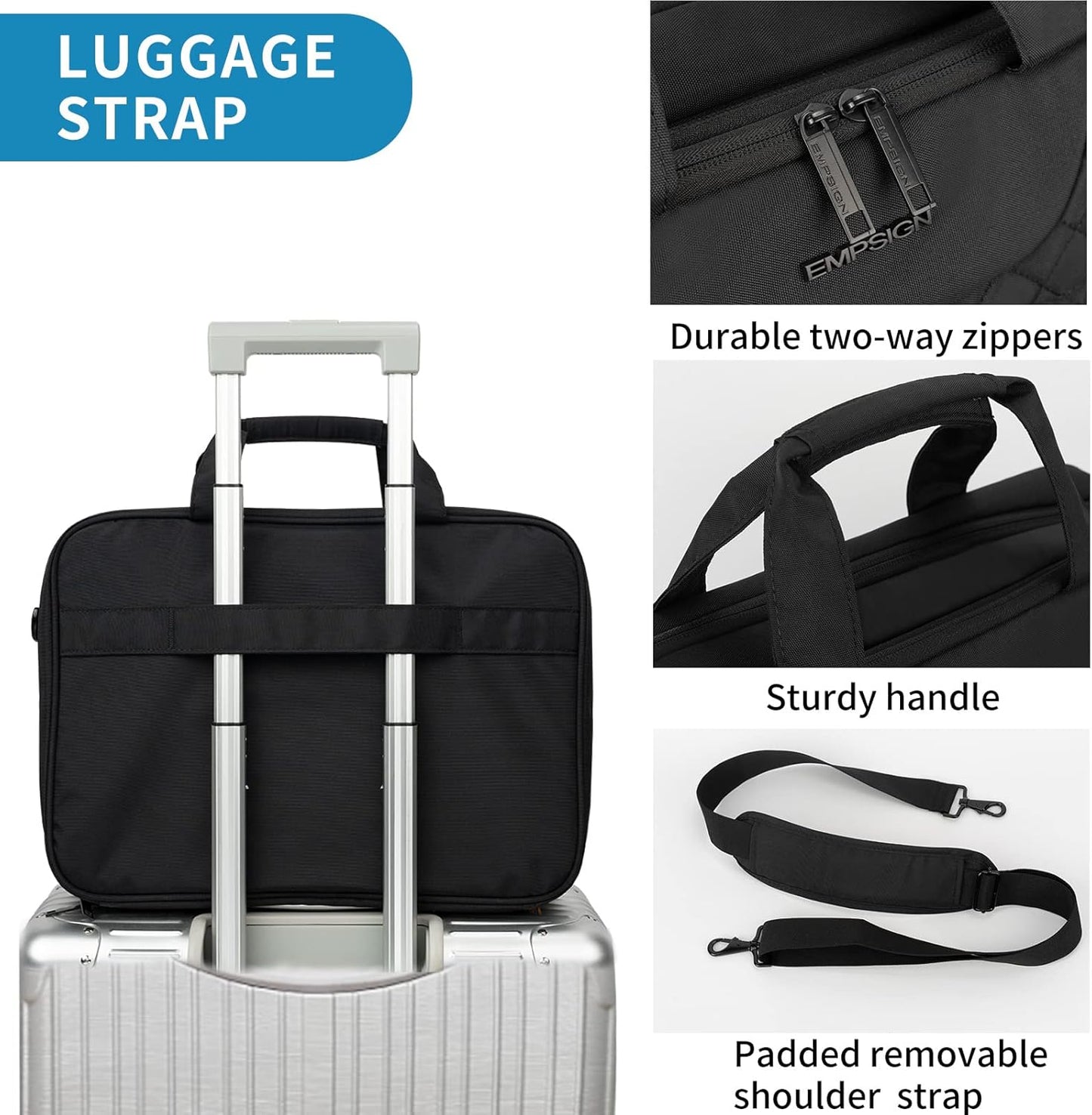 Business Laptoptasche, Gestepptes Schwarz