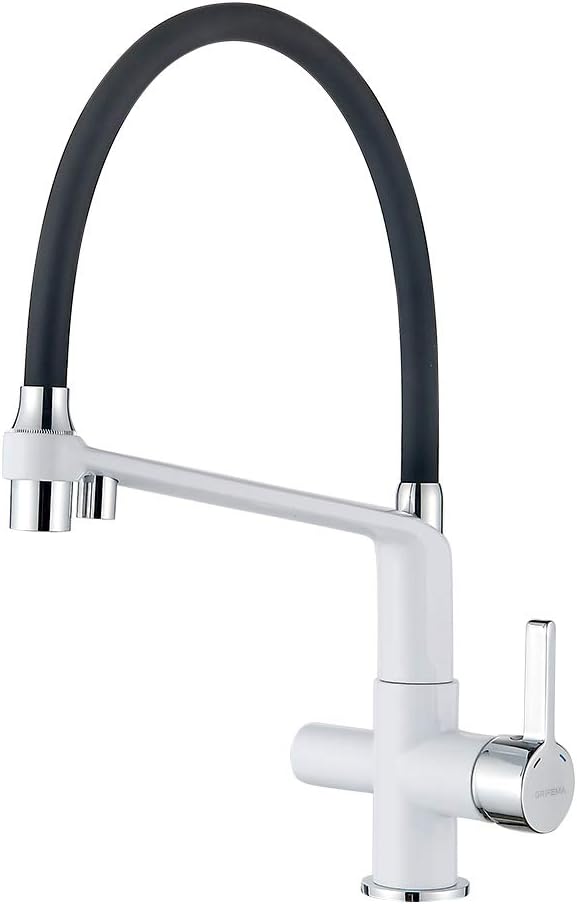 Küchenarmatur mit flexiblem Auslauf und 2 Strahlarten, Weiss