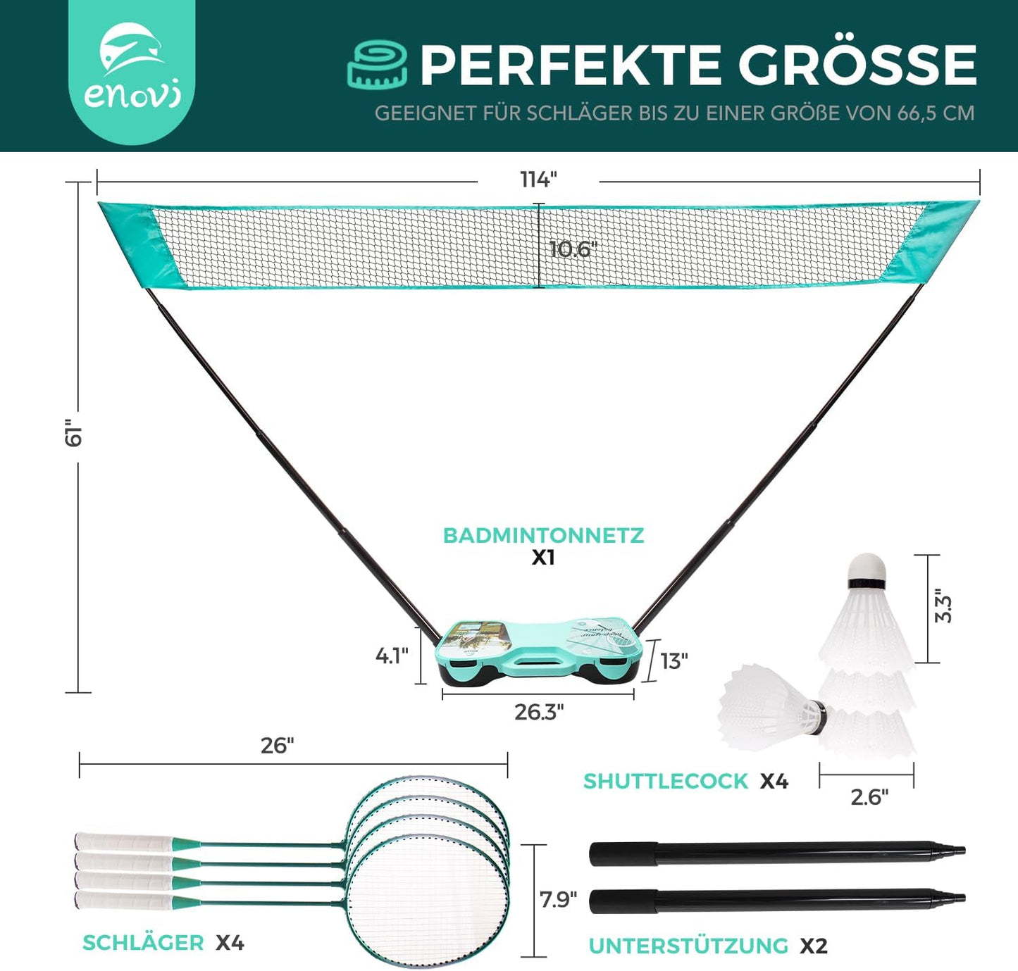 EasyGo Federball-Set mit 4 Schläger und Netz