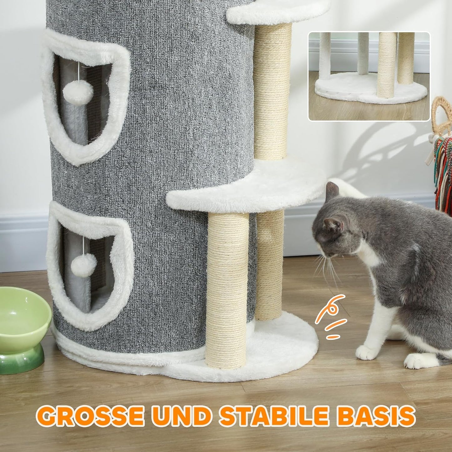 Kratztonne mit Höhle und Sisal-Kratzbäumen