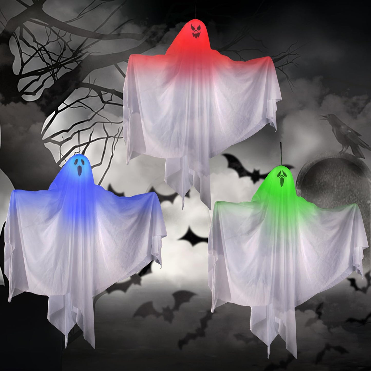 Halloween Hängende Geister-Deko (3 Stück, 67CM)