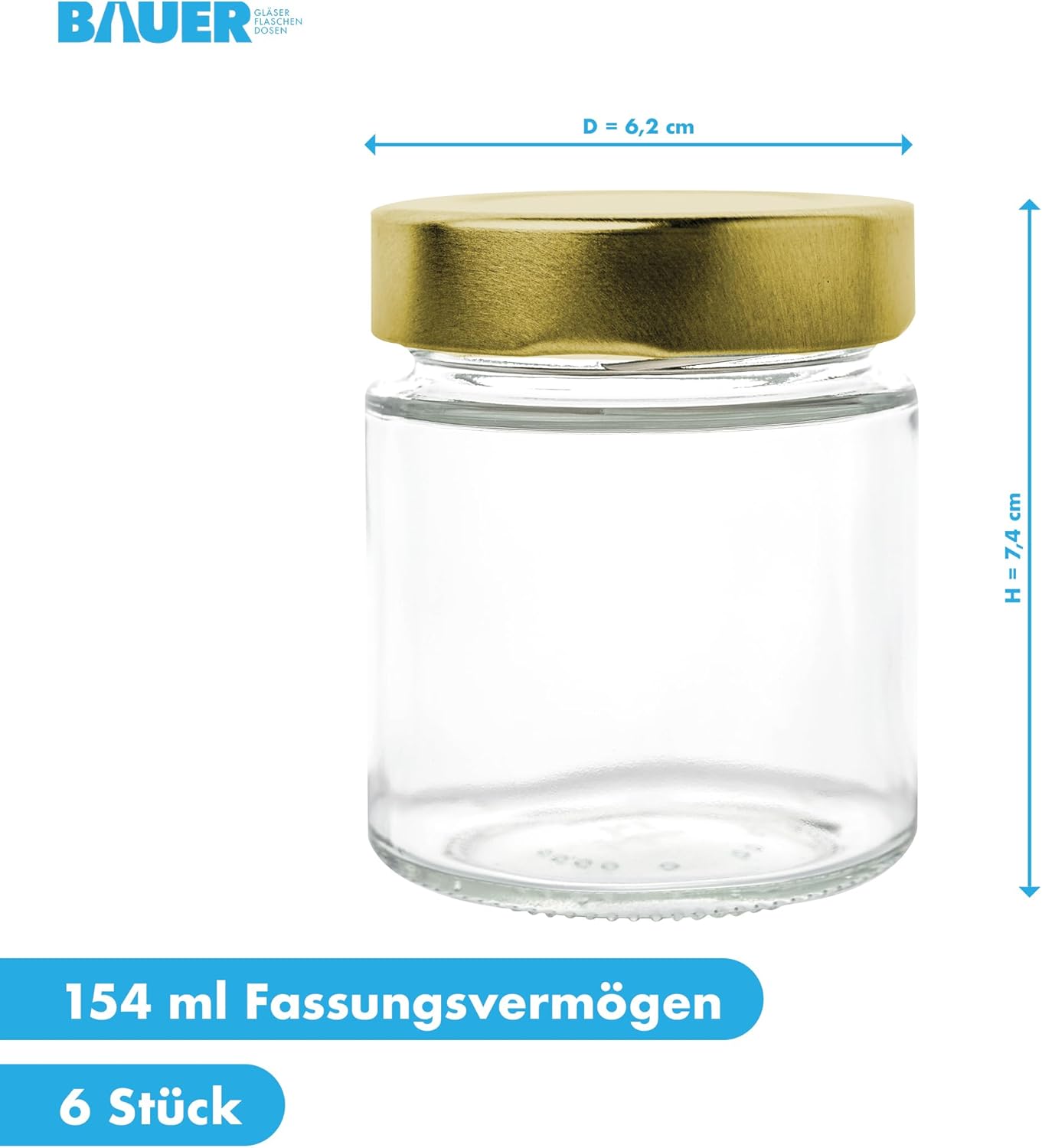 6er Set Gewürzgläser, 154ml x 6 Stück