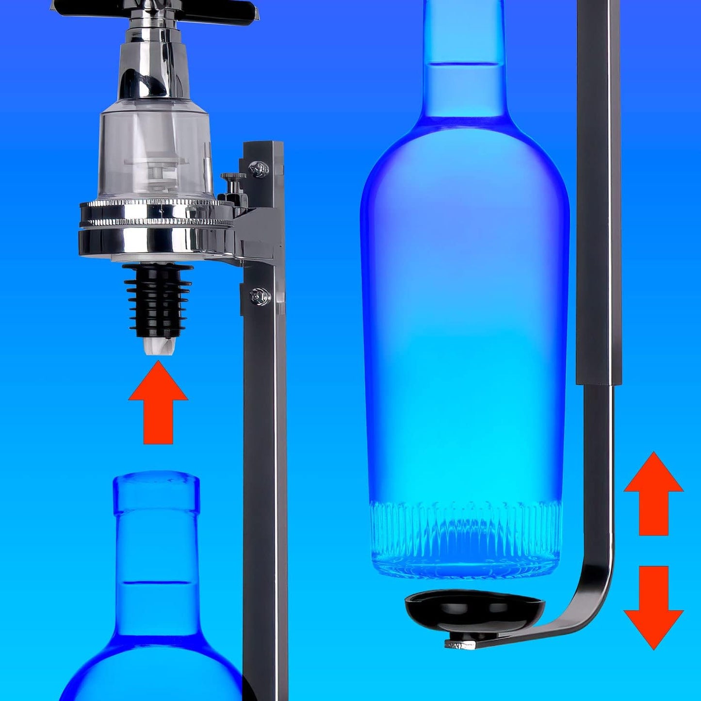 6-facher Flaschenhalter mit Dosierer für Wandmontage, 6-fach Halterung Wandmontage