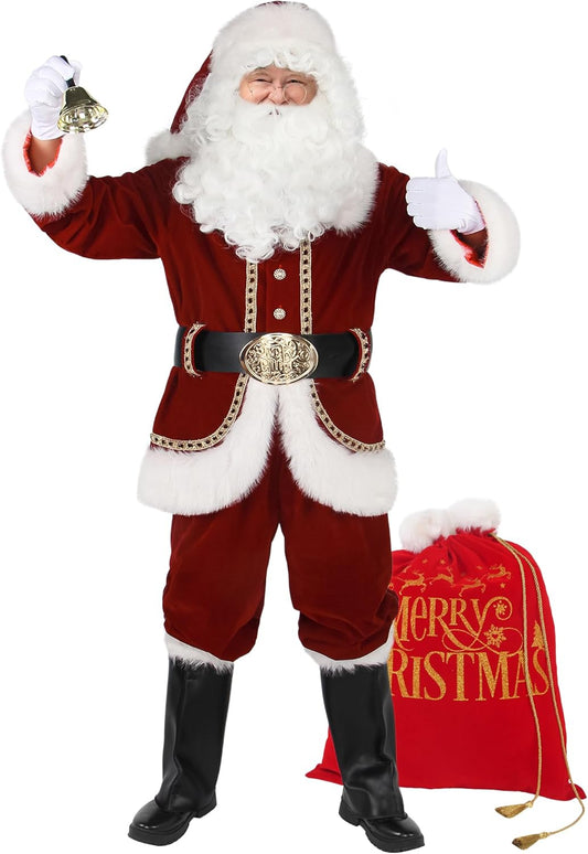 11-teiliges Weihnachtsmann-Kostüm-Set, 3XL