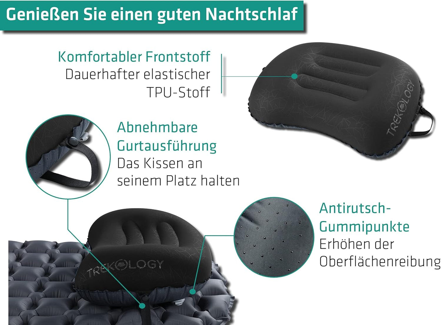 Aufblasbares Camping-Nackenkissen Aluft 2.0, Aluft 2.0 (Schwarz)