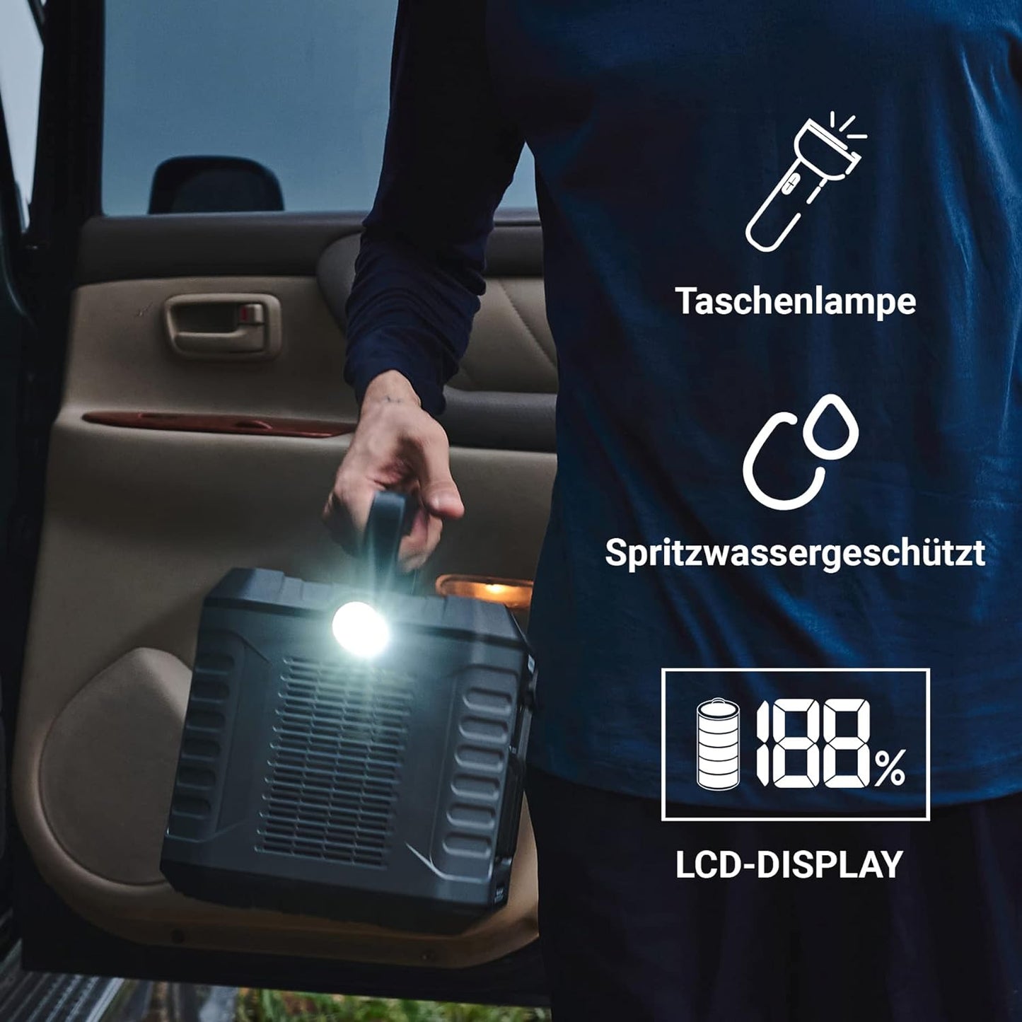 Tragbare Powerstation PS300-120, Powerstation 300W + Solarpanel 120W