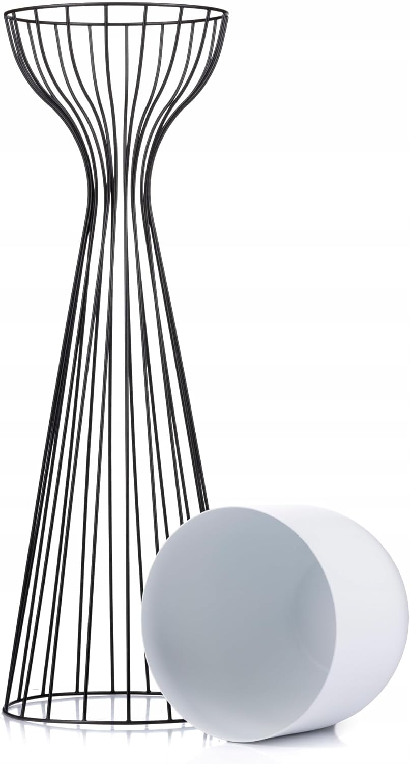 Blumenständer mit Blumentopf, 68 cm Schwarz - Weiss
