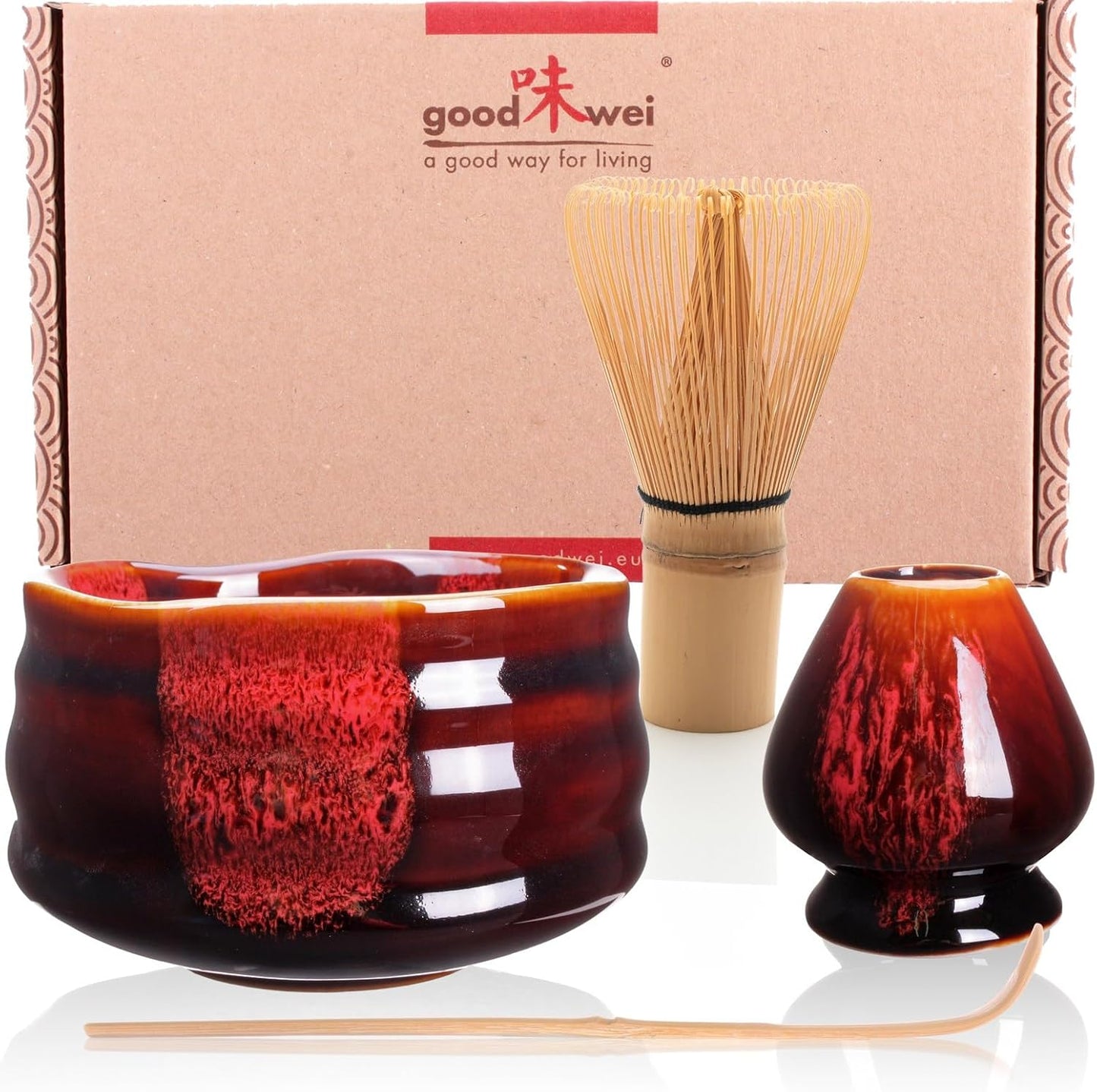 Matcha Tee-Set mit Besen und Schale, Akai 120