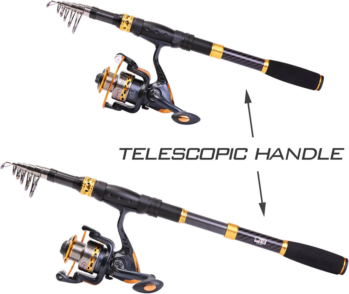 Teleskop Angelrute, Rute und Rolle 2,4M
