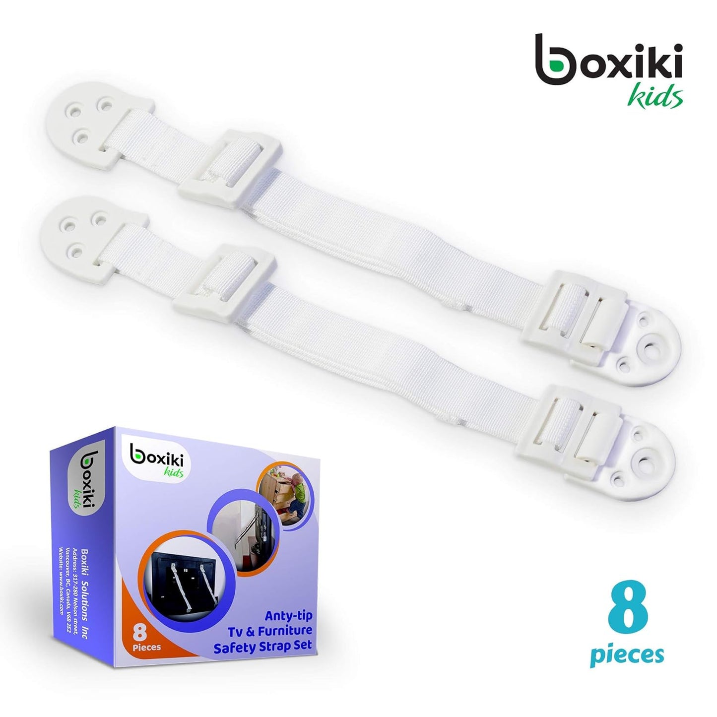 Verstellbare Anti-Kipp-Möbelhaken, 8 Stück, White - 8pcs