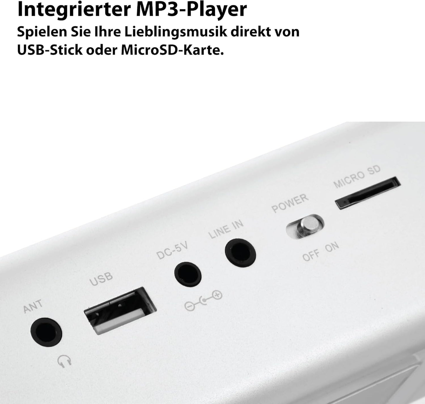 Mobiler Stereo Lautsprecher mit LCD Display, Silber mit Display Single