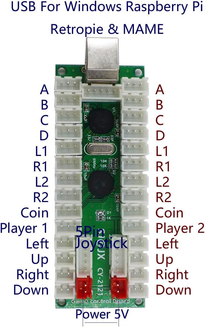 Arcade Game LED DIY Kit mit Joystick und Buttons für 2 Spieler, mix