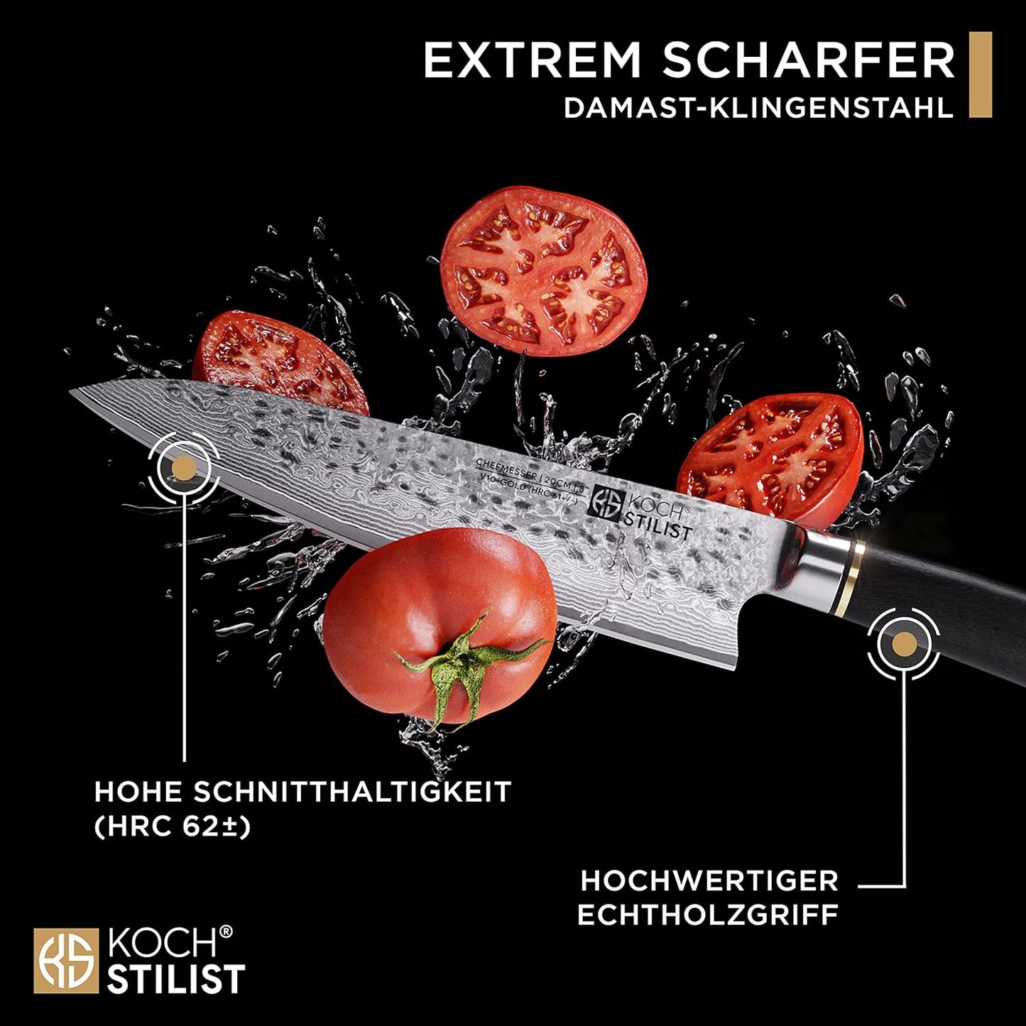 Damastmesser, Chefmesser 20cm