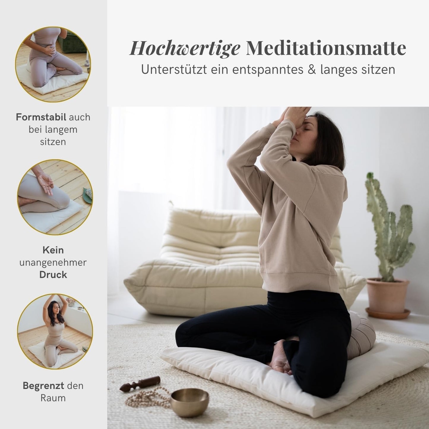 Meditationsmatte Zabuton Comfort, 7 cm / Kornblumenblau