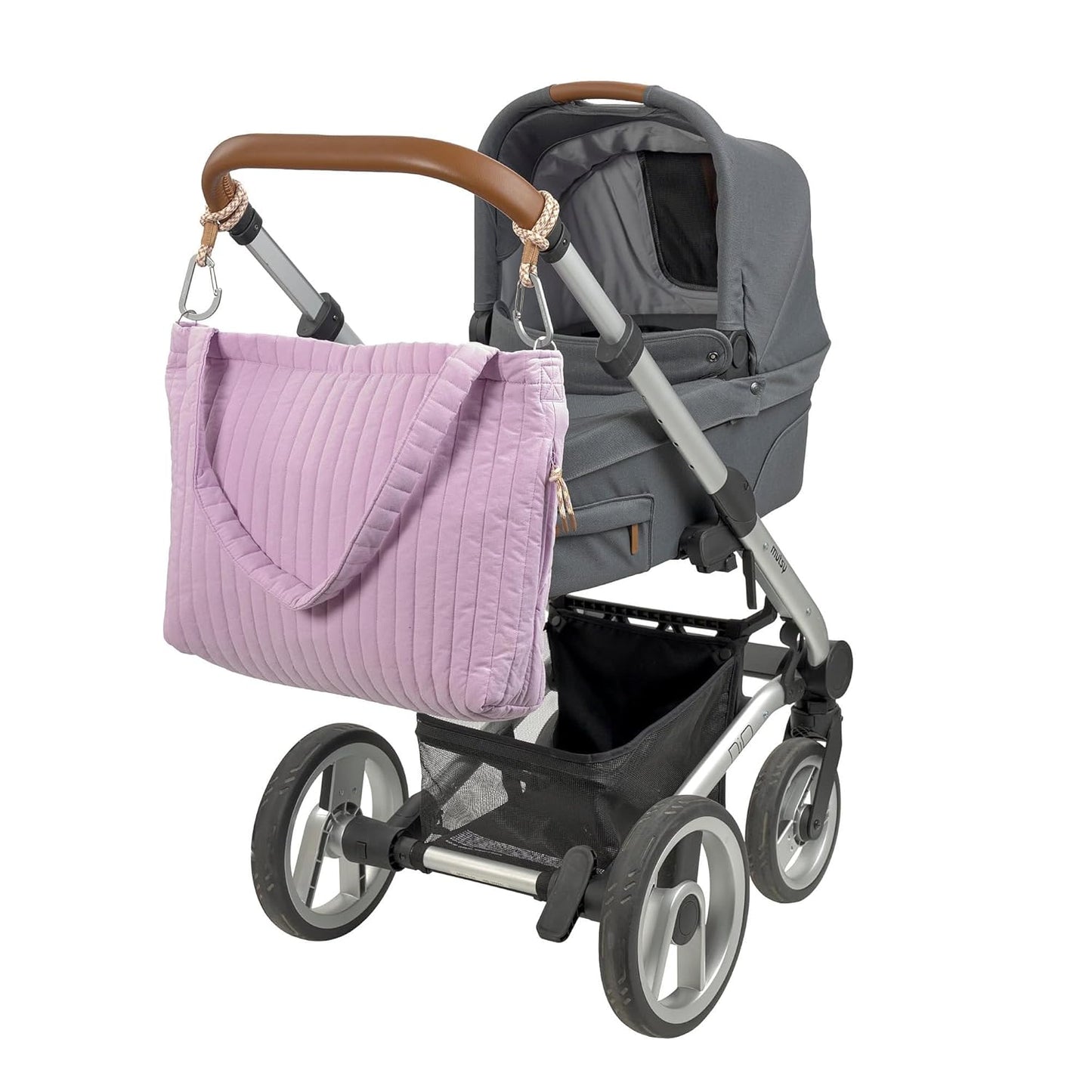 Wickeltasche Shopper mit Kinderwagenbefestigung, Lila