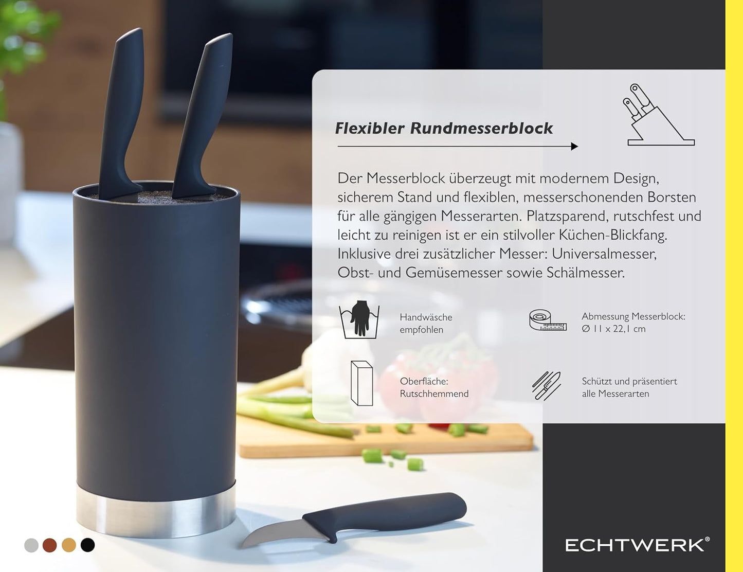 Messerblock mit Küchenmesser-Set, Silber