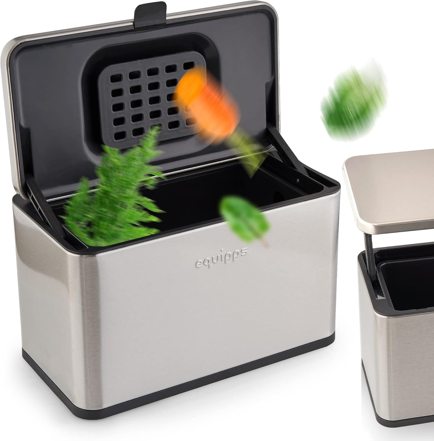 Komposteimer mit Geruchsfilter, 3L, Silber