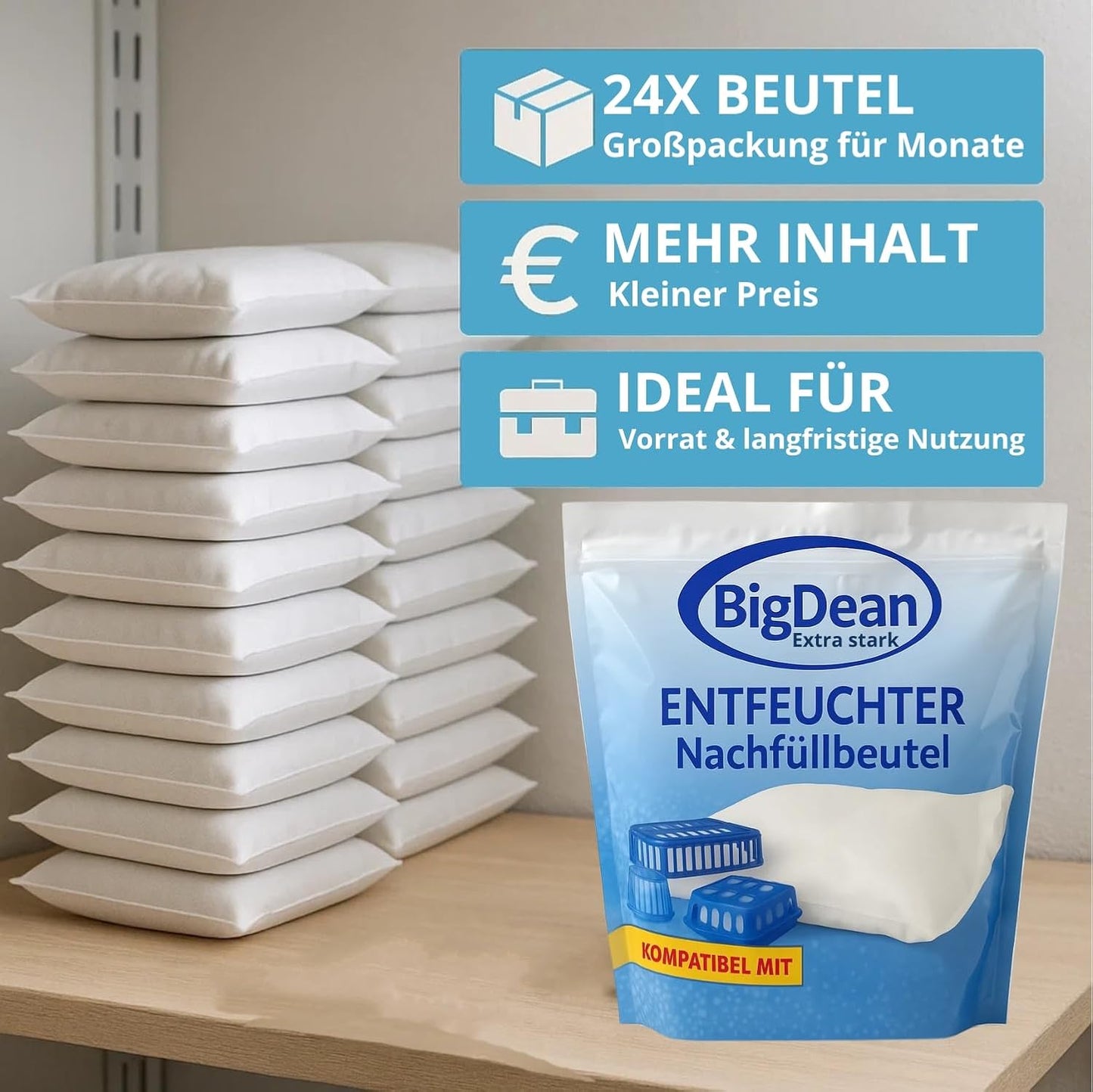 Luftentfeuchter Nachfüllpack-Set, 24x Nachfüllpack 450g