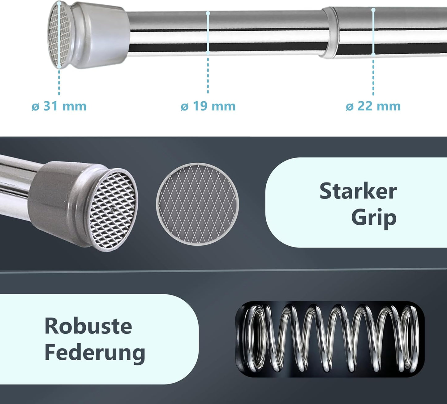 Ausziehbare Teleskopstange, Weiss 70-120 cm