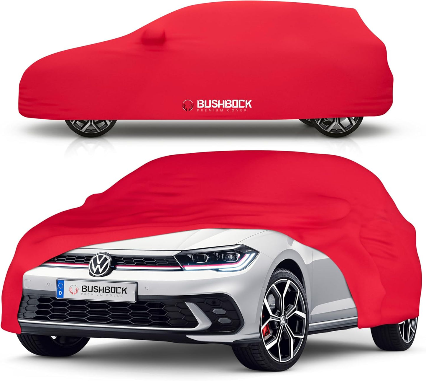 Premium Autoabdeckung Indoor - Satin, S Rot