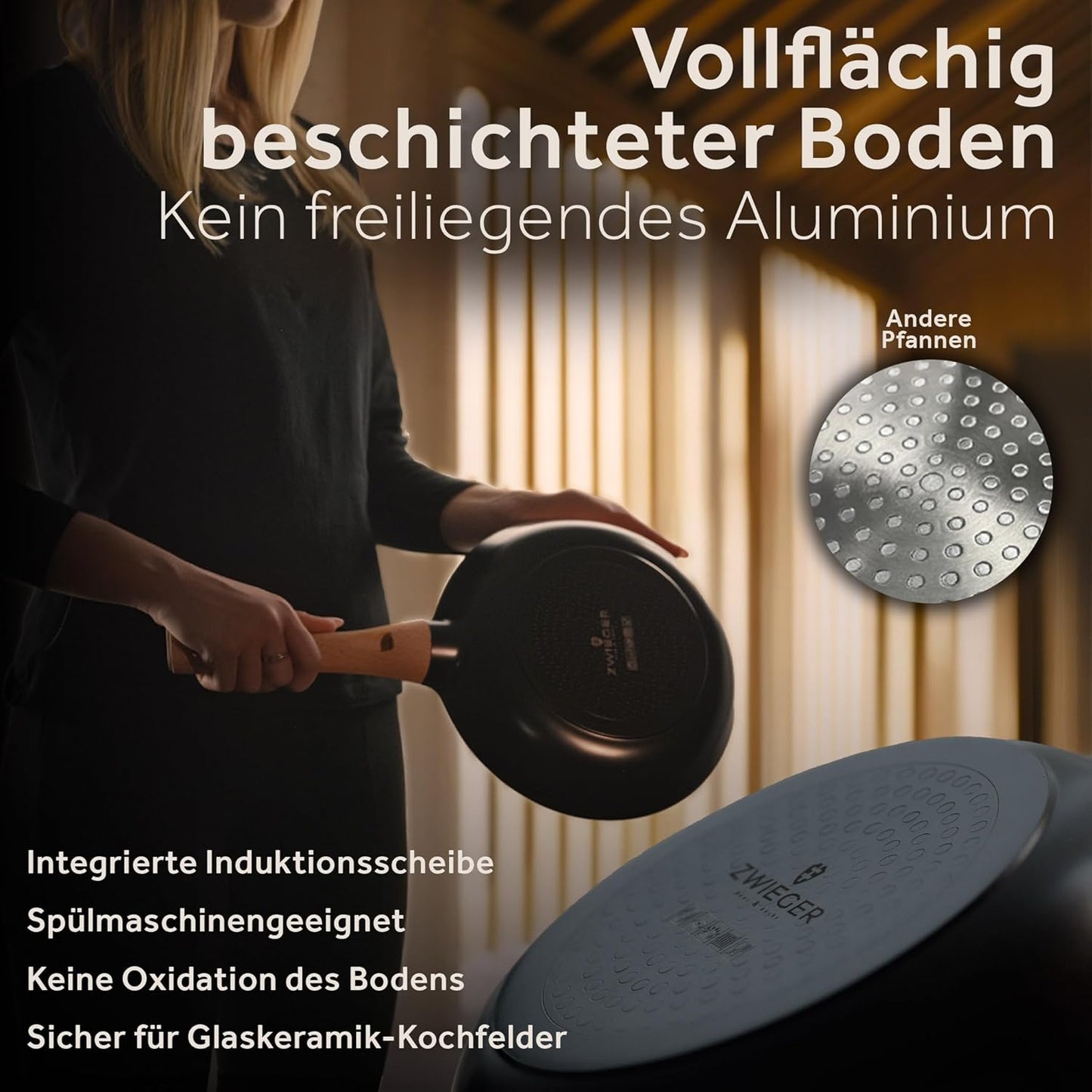 3-teiliges Pfannenset, Schwarz/Keramik 20, 24, 28 cm (ohne Deckel)
