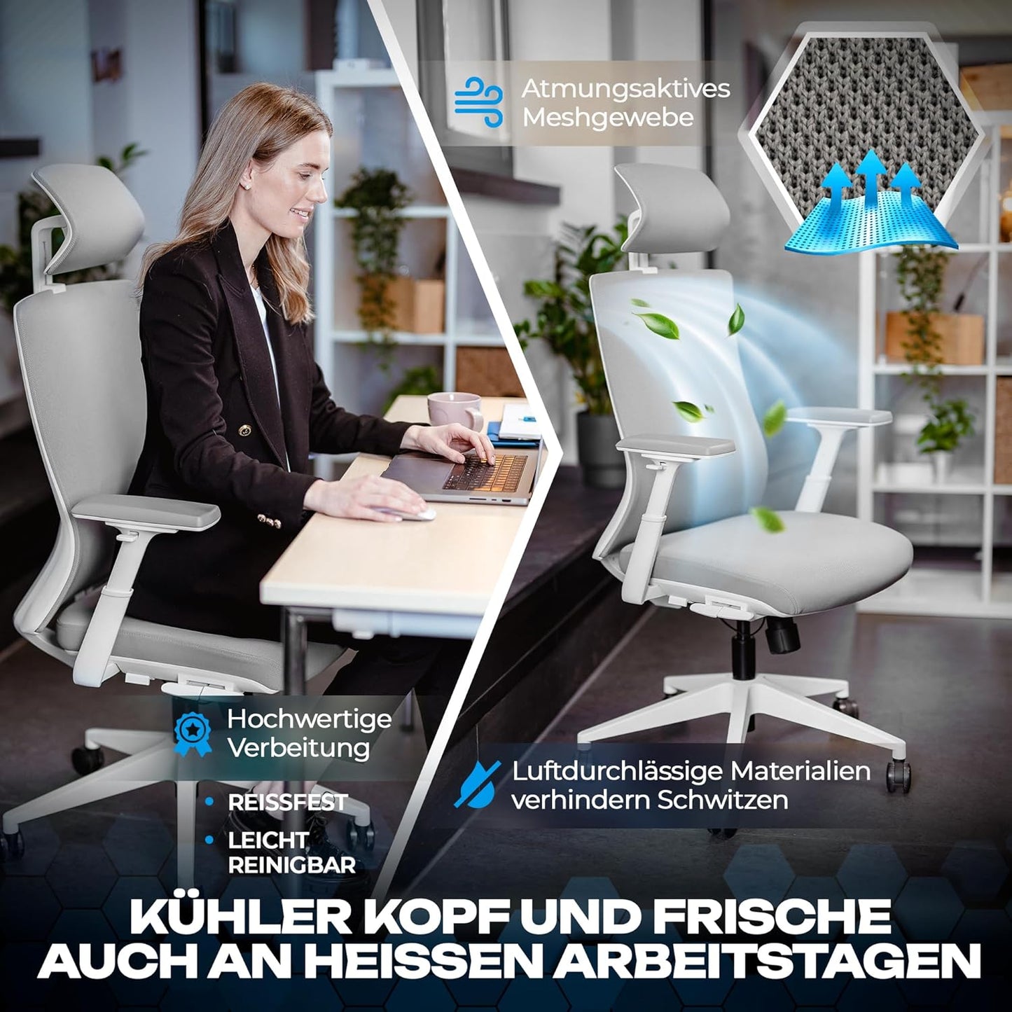 Ergonomischer Bürostuhl M3 Pro, Grau M3 Pro