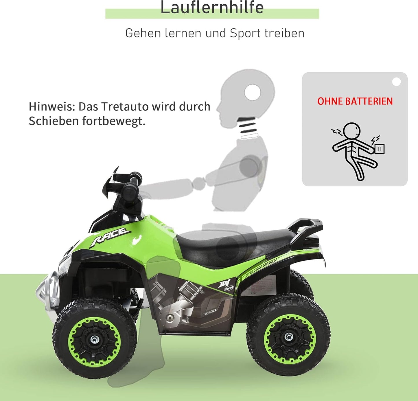 Rutschfahrzeug für Kleinkinder 18-36 Monate, grün