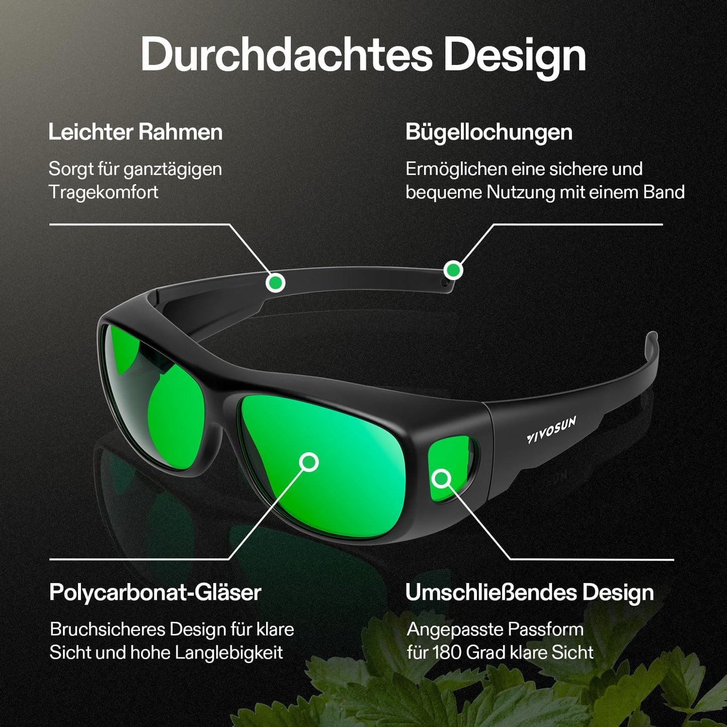 2er-Pack LED-Grow-Room-Schutzbrillen gegen UV&IR