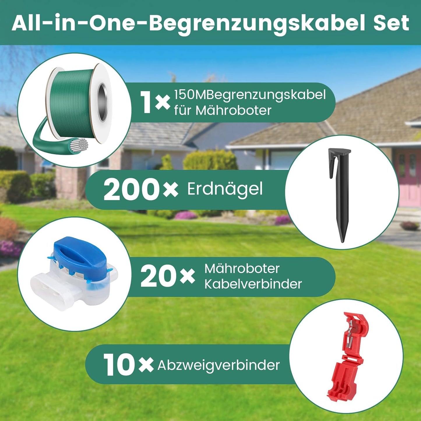 Begrenzungskabel-Set für Mähroboter, 150M