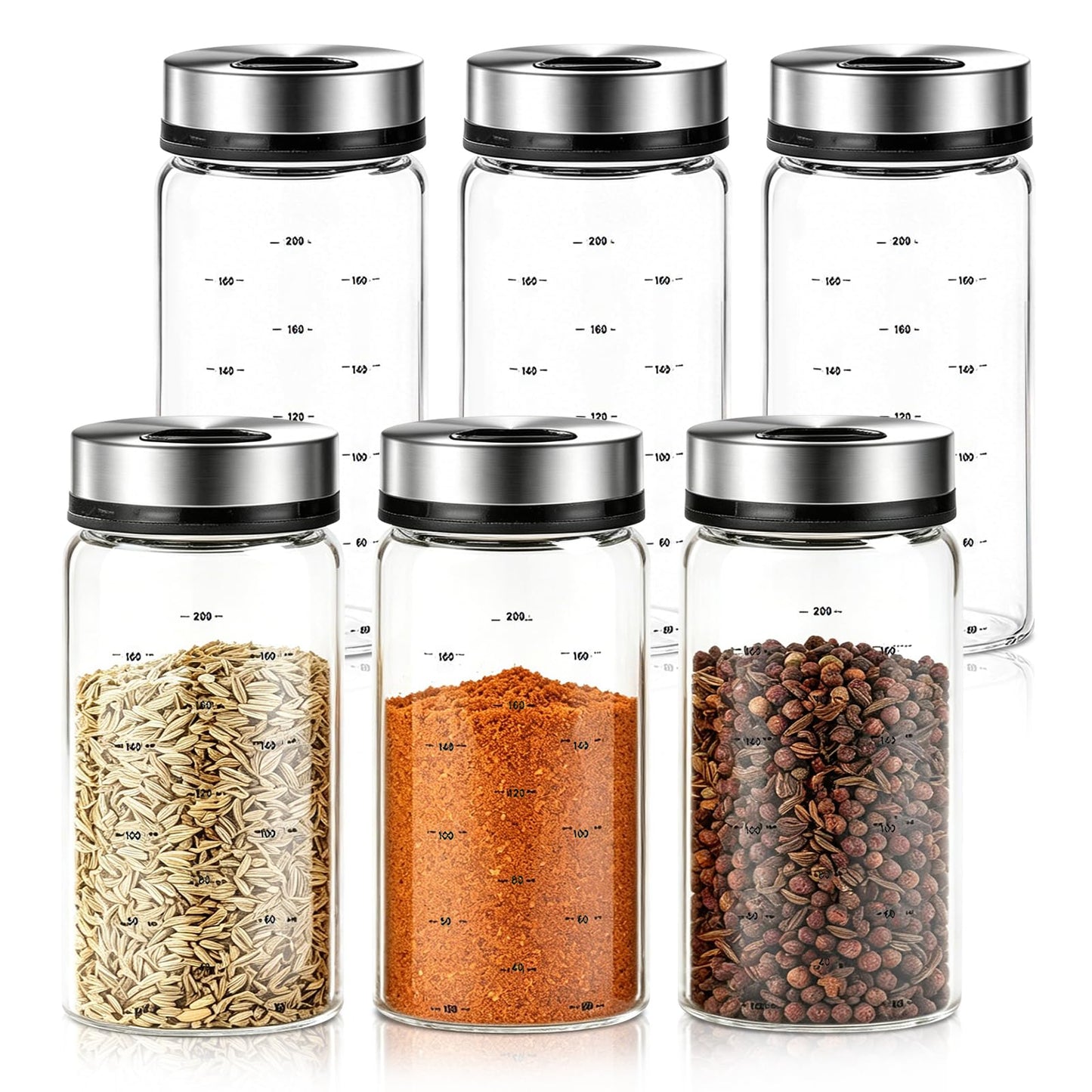 6er-Set Gewürzgläser mit Drehdeckel, 200ml