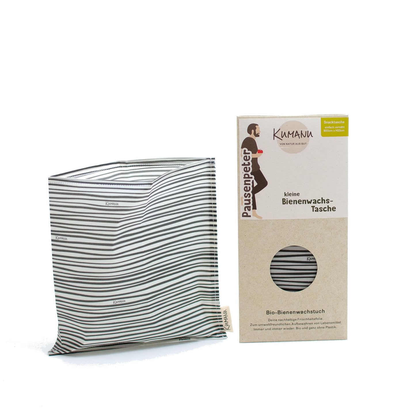 Bio-Bienenwachstuch Snacktasche Pausenpeter, Streifen