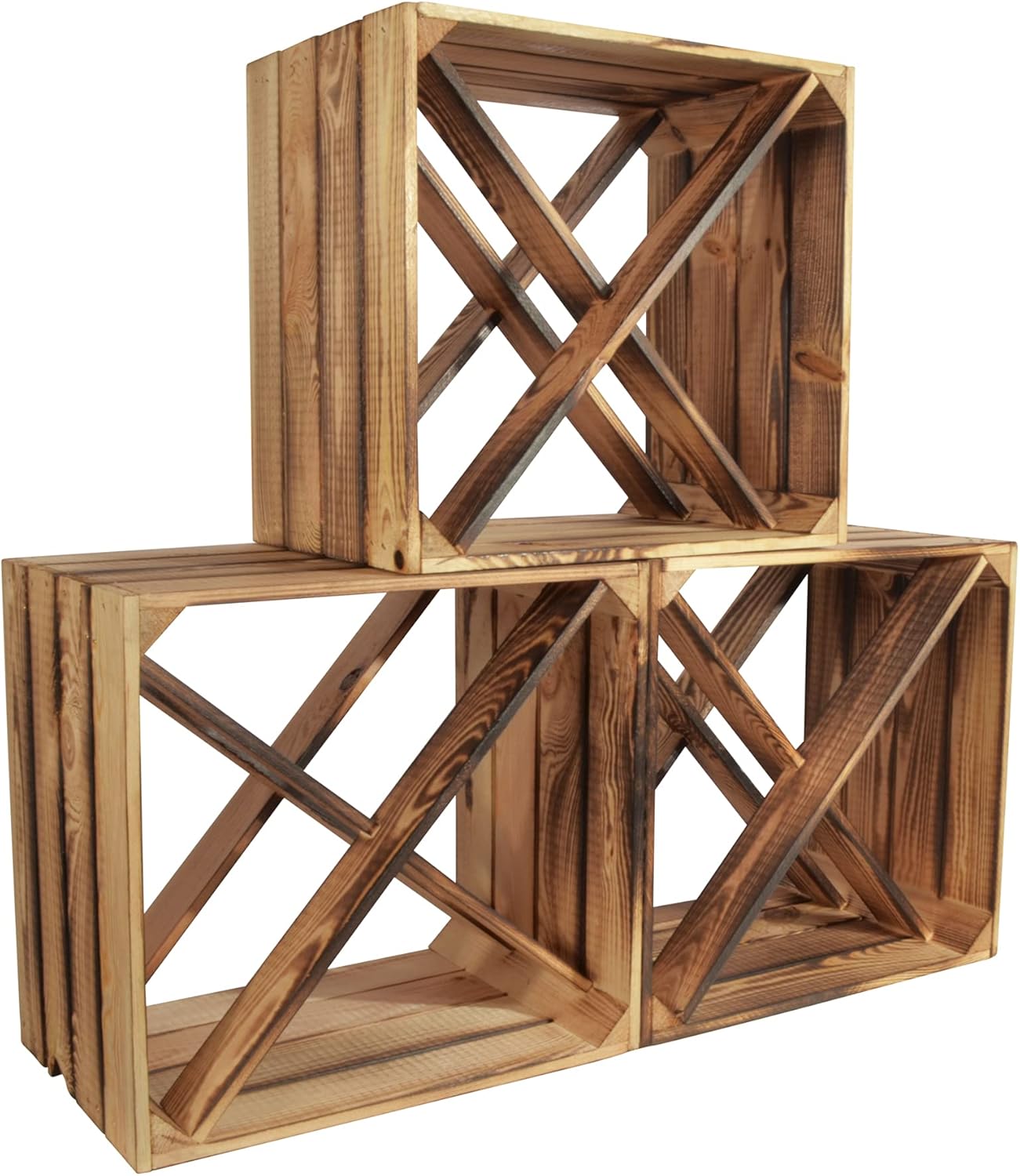 Weinregal aus Holz, 3 X Geflammt Regal