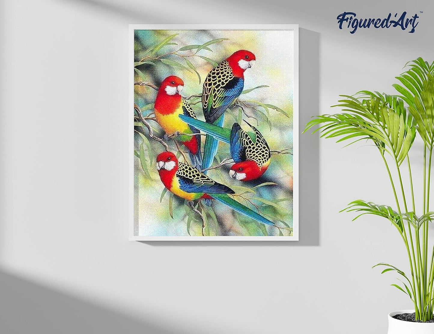 Diamond Painting, 40 x 50 cm, Papageien auf Niederlassung 40x50cm (Ohne Rahmen)