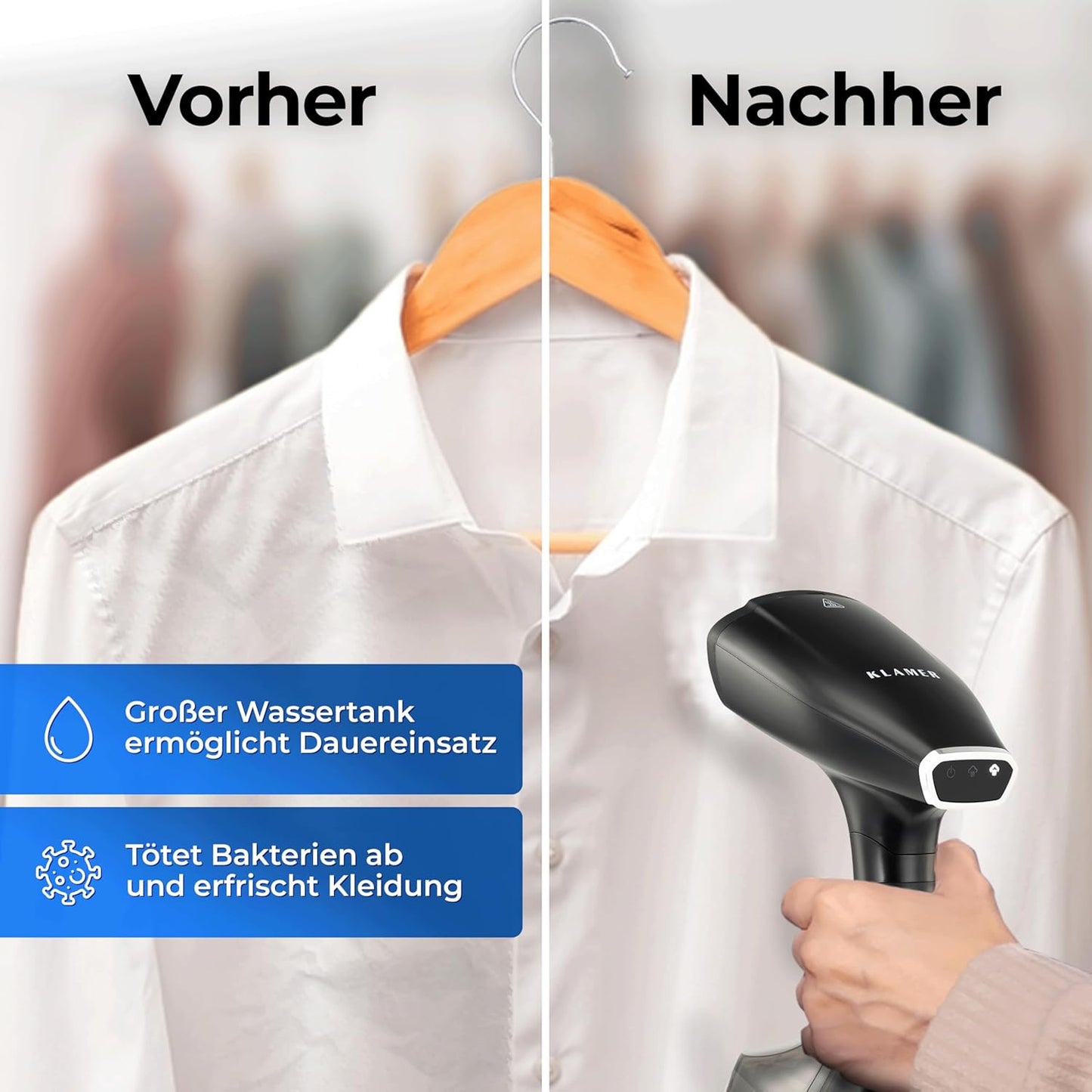 Dampfglätter 1800W klappbar für Reisen und Büro
